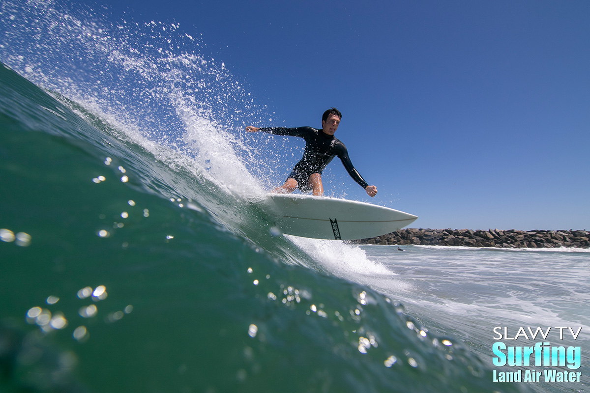 andrew fleck surfing beach break waves in san diego