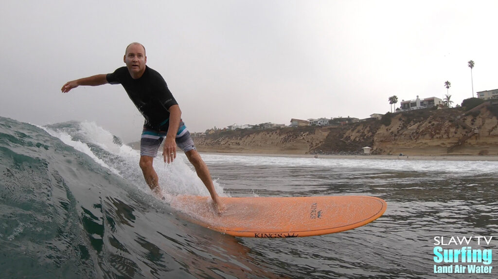 chris blabac surfing longboards at waves in encinitas san diego