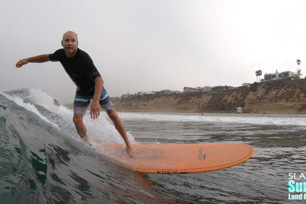 chris blabac surfing longboards at waves in encinitas san diego