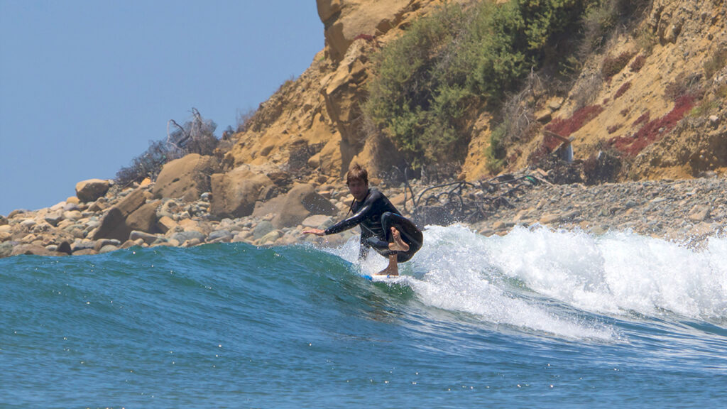 surfing wavestorm surfboards with gopro in san diego