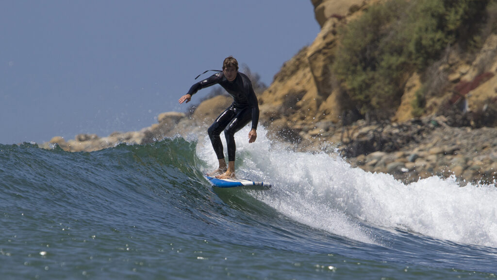 surfing wavestorm surfboards with gopro in san diego