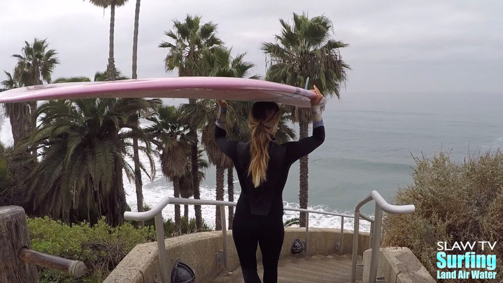 frankie seely surfing longboards at swamis beach in encinitas