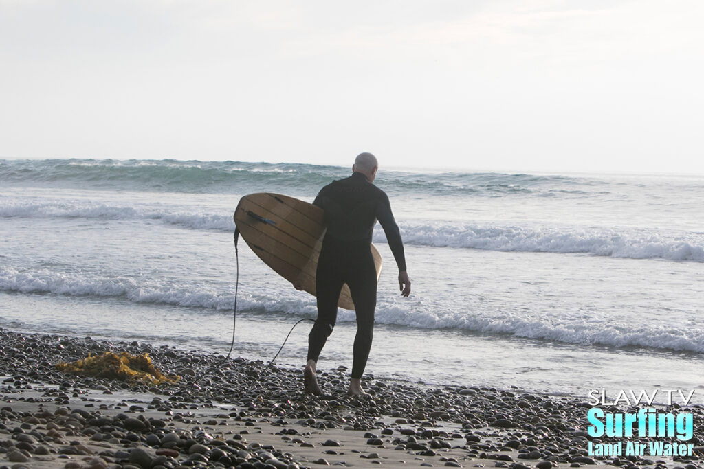 longboarding surfing session at grandview beach in leucadia san diego