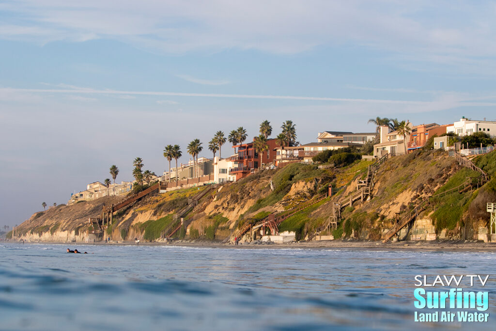 surfing grandview beach in leucadia san diego