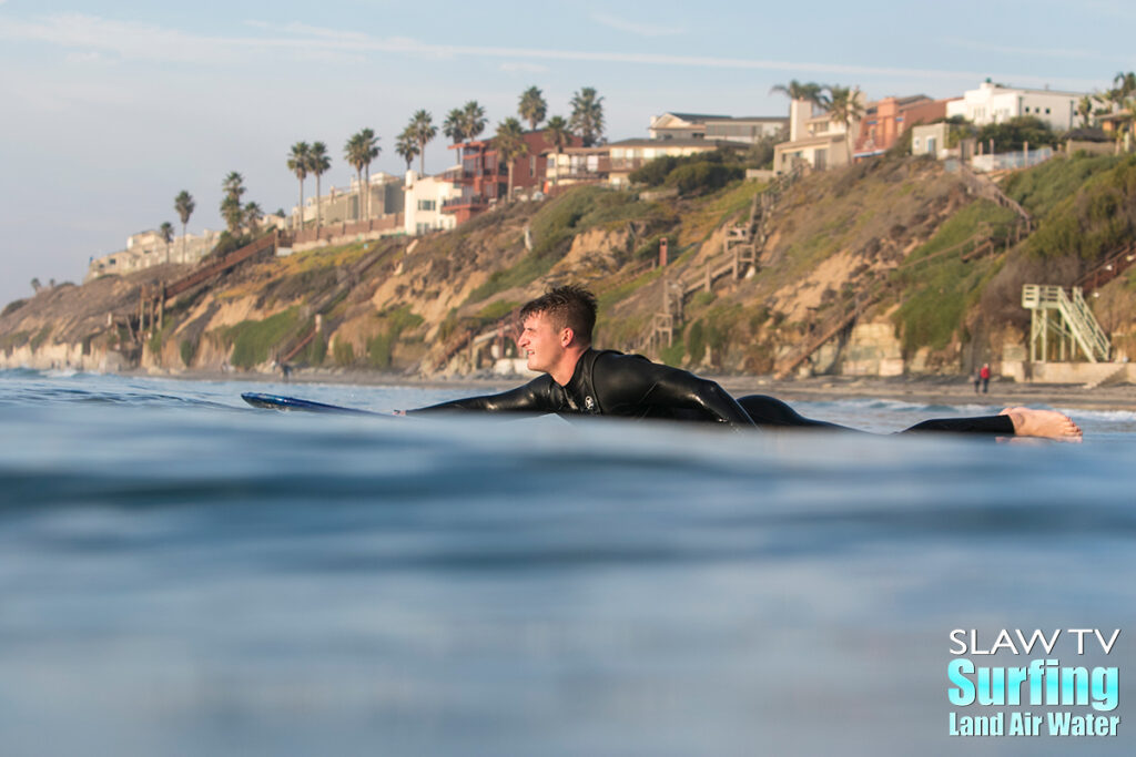 longboarding surfing session at grandview beach in leucadia san diego