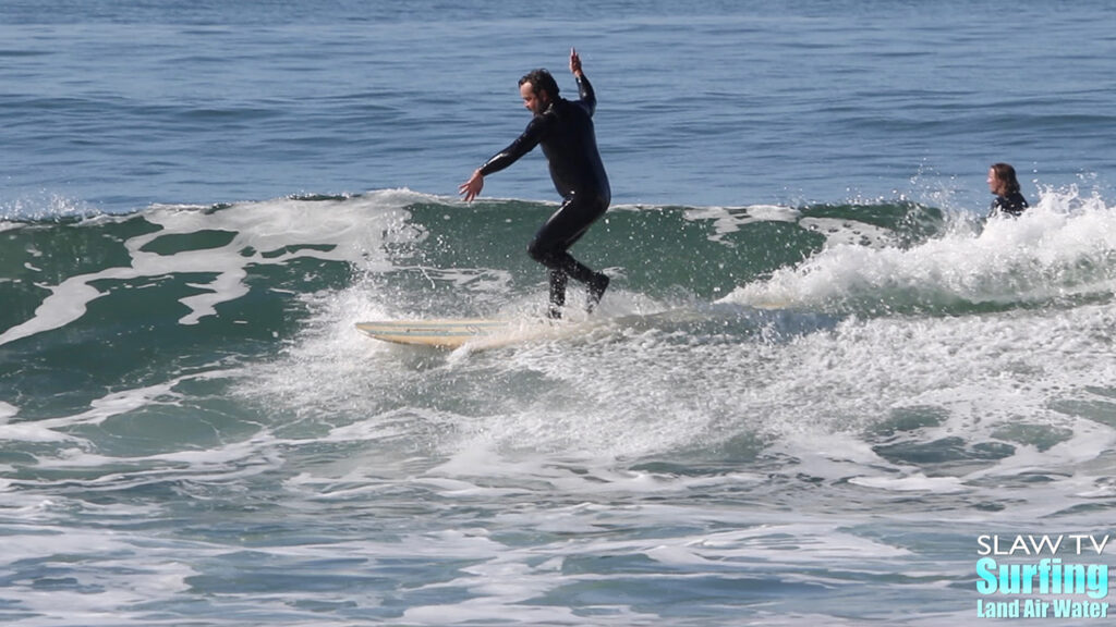 martin grunburg surfing longboards at tourmaline in pacific beach san diego