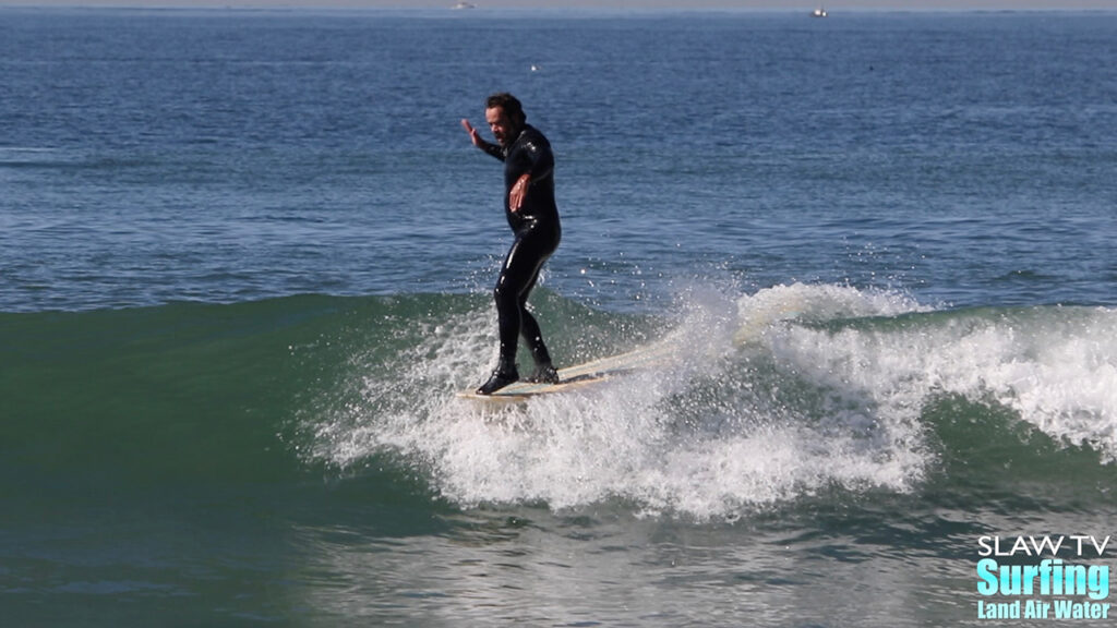 martin grunburg surfing longboards at tourmaline in pacific beach san diego