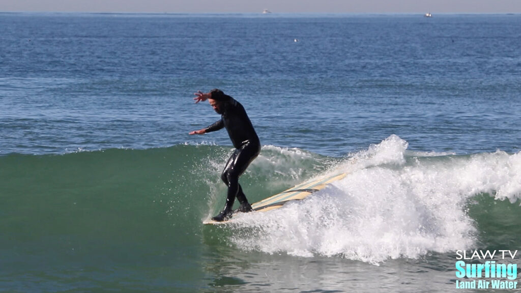 martin grunburg surfing longboards at tourmaline in pacific beach san diego