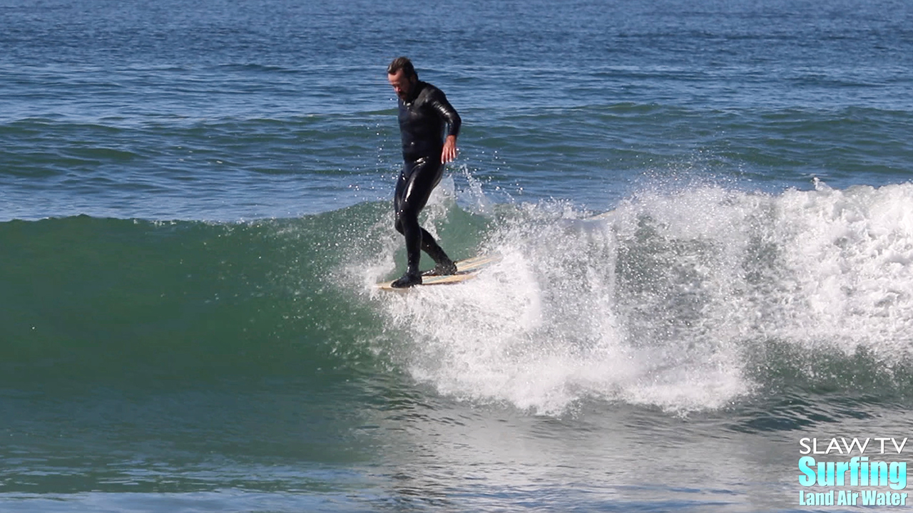 martin grunburg surfing longboards at tourmaline in pacific beach san diego