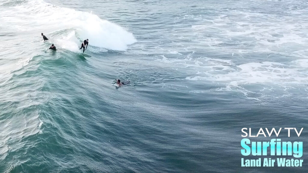 aerial drone photos of surfing in san diego