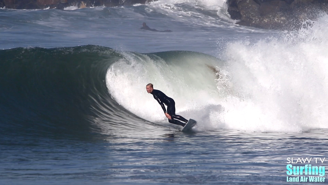 surfing big waves during el nino 2016 in san diego california