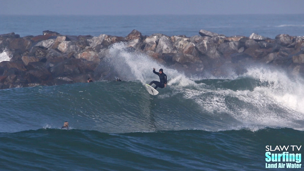 surfing big waves during el nino 2016 in san diego california