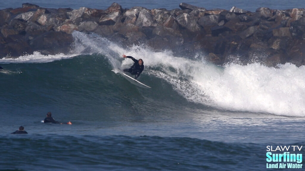 surfing big waves during el nino 2016 in san diego california