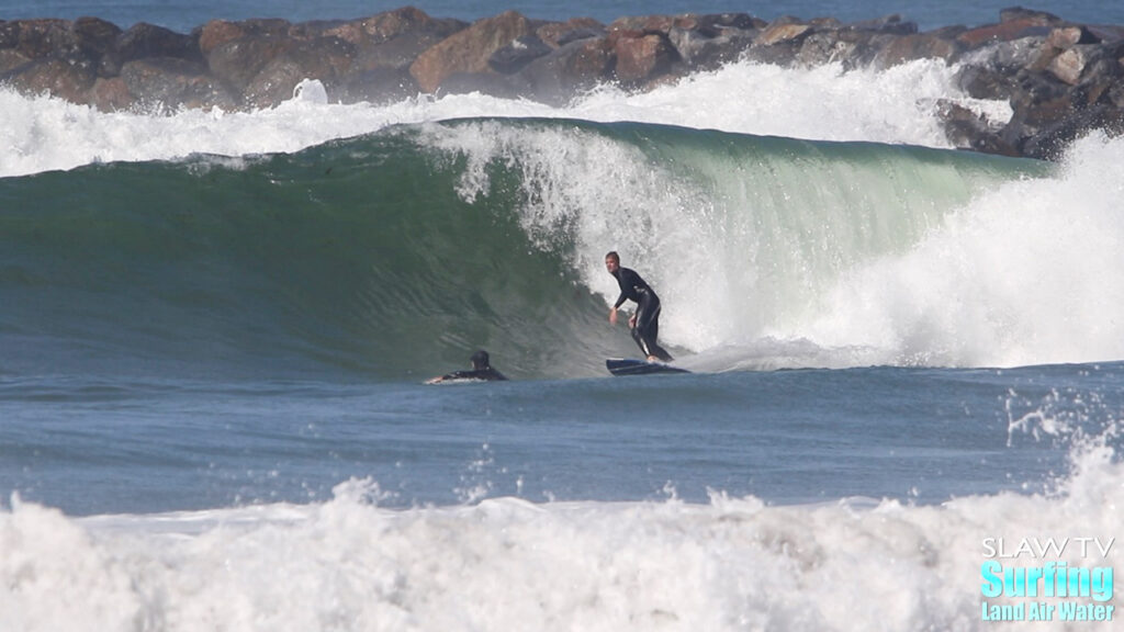 surfing big waves during el nino 2016 in san diego california