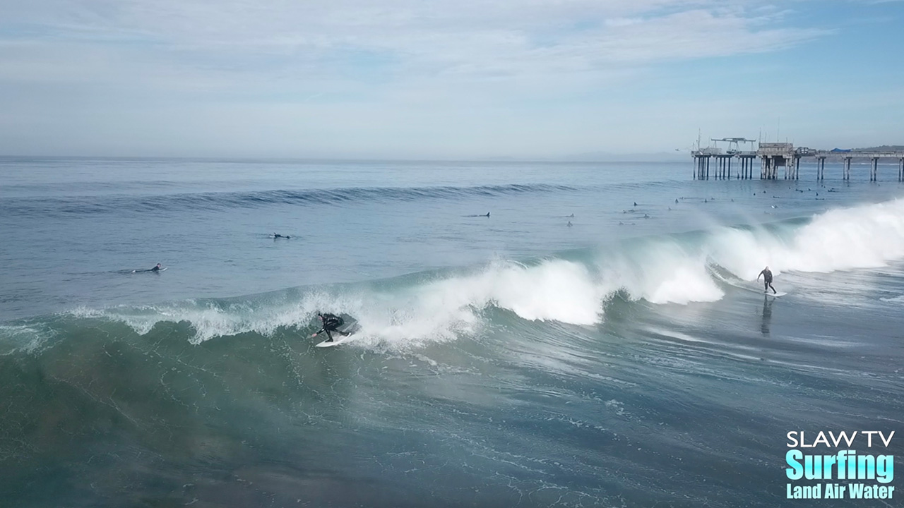 surfing great waves at scripps pier in la jolla san diego