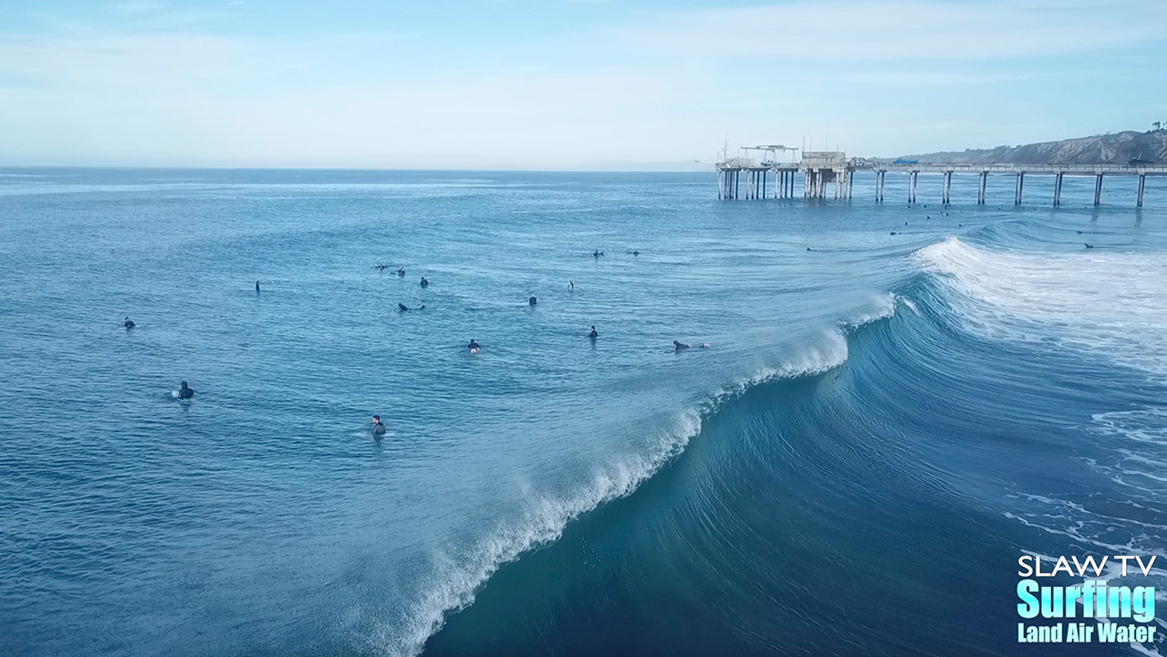 surfing great waves at scripps pier in la jolla san diego