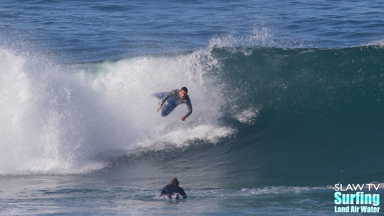 jojo roper surfing wipeout at la jolla reefs in san diego