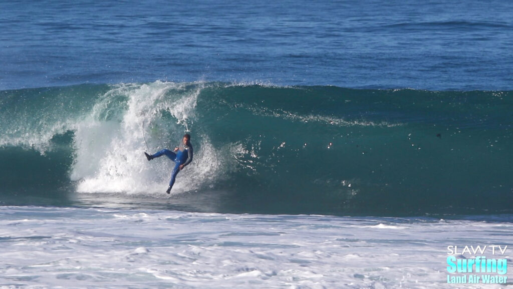 jojo roper surfing wipeout at la jolla reefs in san diego