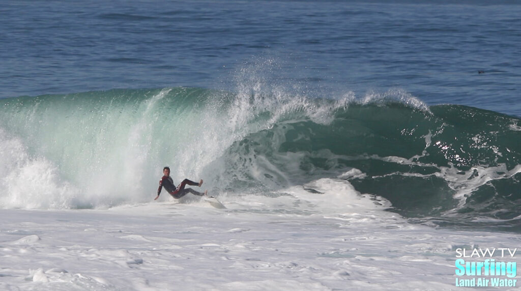 surfing wipeouts at barreling waves in la jolla san diego