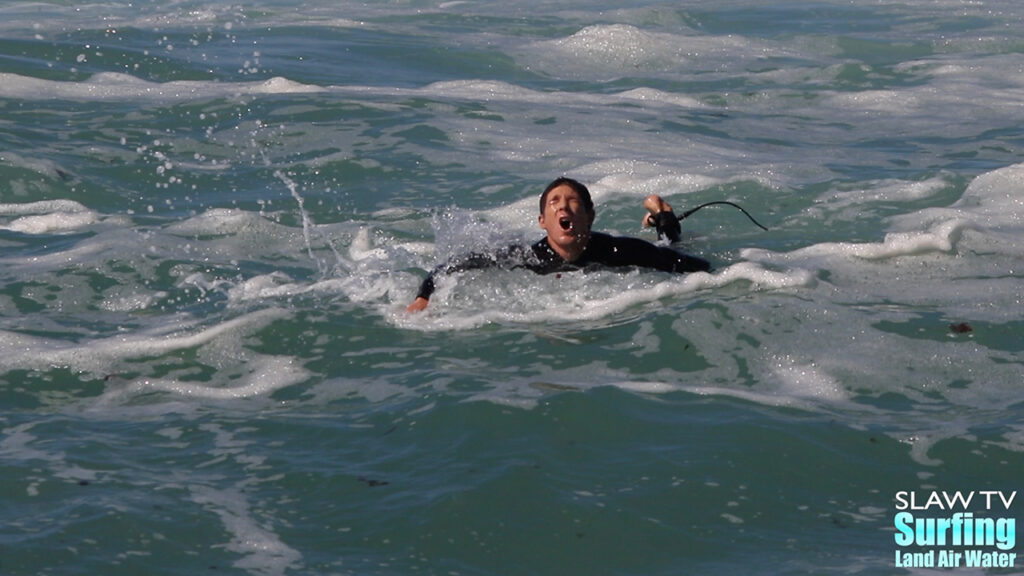 surfing wipeouts at barreling waves in la jolla san diego