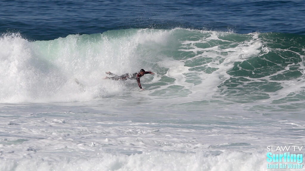 surfing wipeouts at barreling waves in la jolla san diego