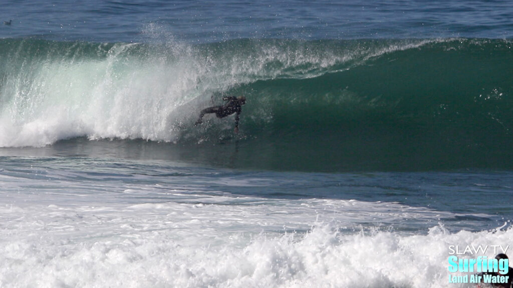 surfing wipeouts at barreling waves in la jolla san diego