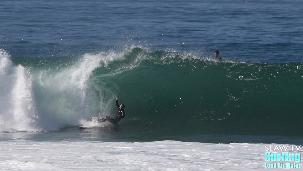 surfing wipeouts at barreling waves in la jolla san diego