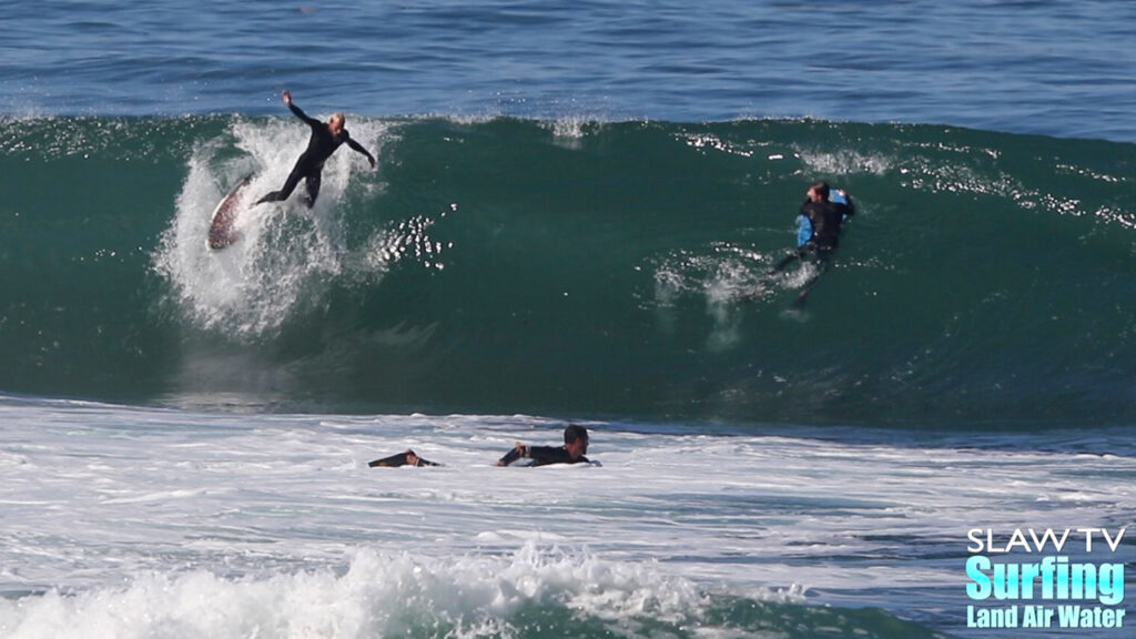 surfing wipeouts at barreling waves in la jolla san diego