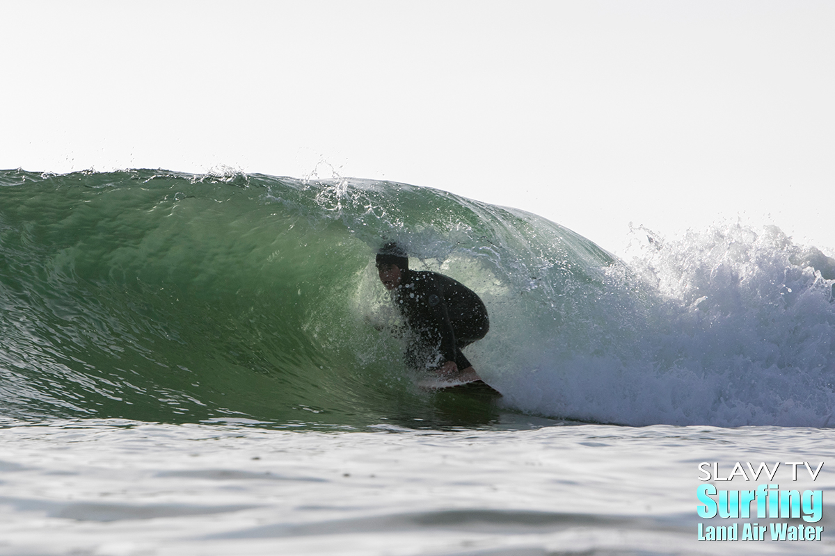 kale cadam surfing barreling waves in california