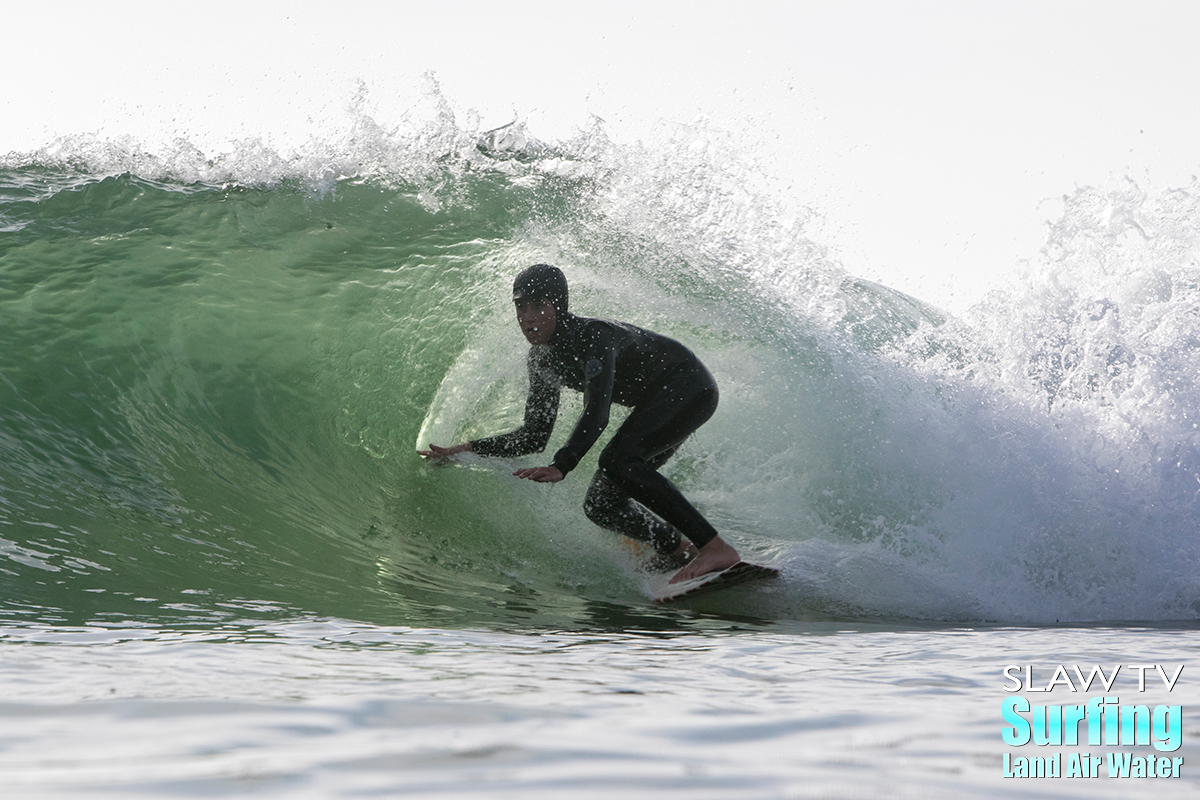 kale cadam surfing barreling waves in california