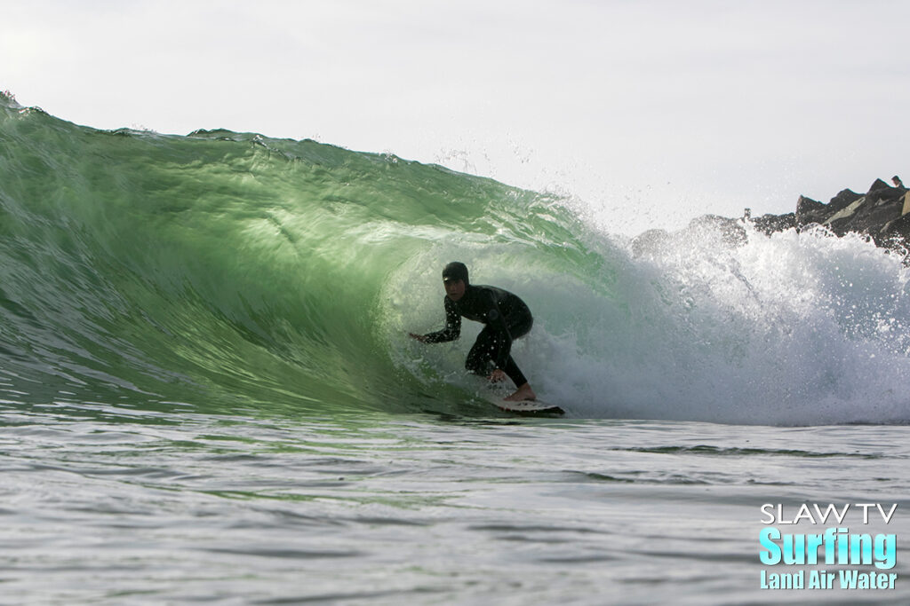 kale cadam surfing barreling waves in california