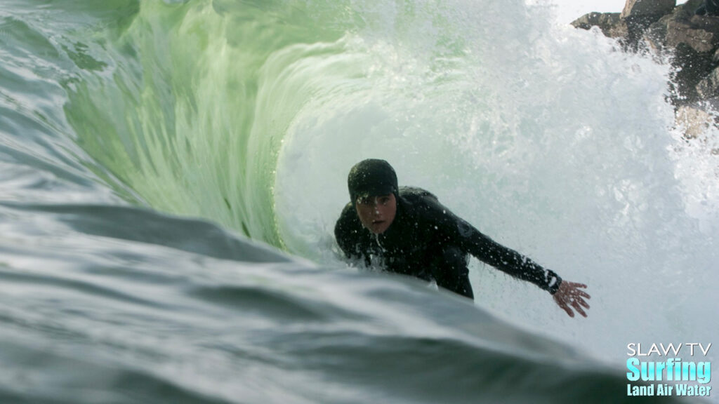 kale cadam surfing barreling waves in california