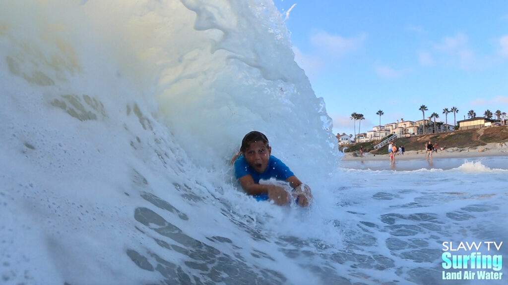 bodysurfing whomp session at windansea shorebreak