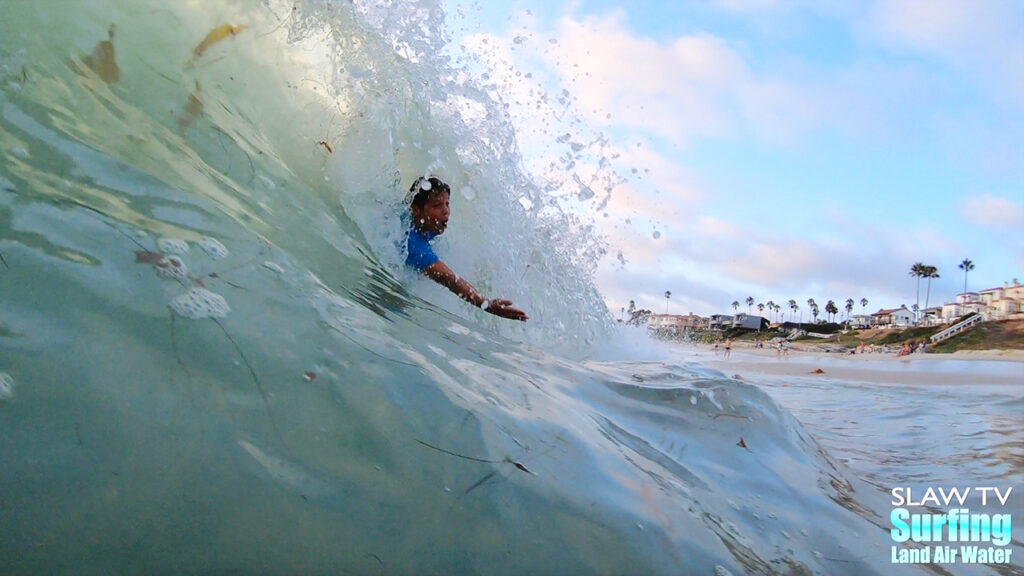 bodysurfing whomp session at windansea shorebreak