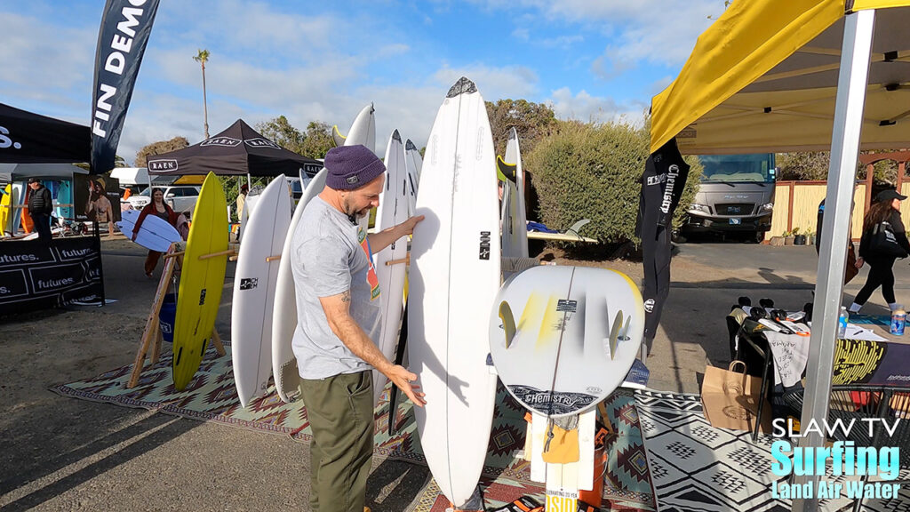 jason bennett of chemistry surfboards reviewing the zen 4.1 surfboard model