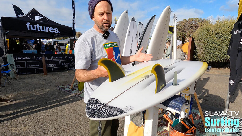 jason bennett of chemistry surfboards reviewing the zen 4.1 surfboard model