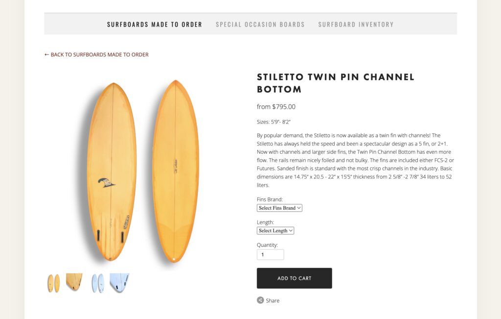 stilleto twin fin by chris ruddy surfboards