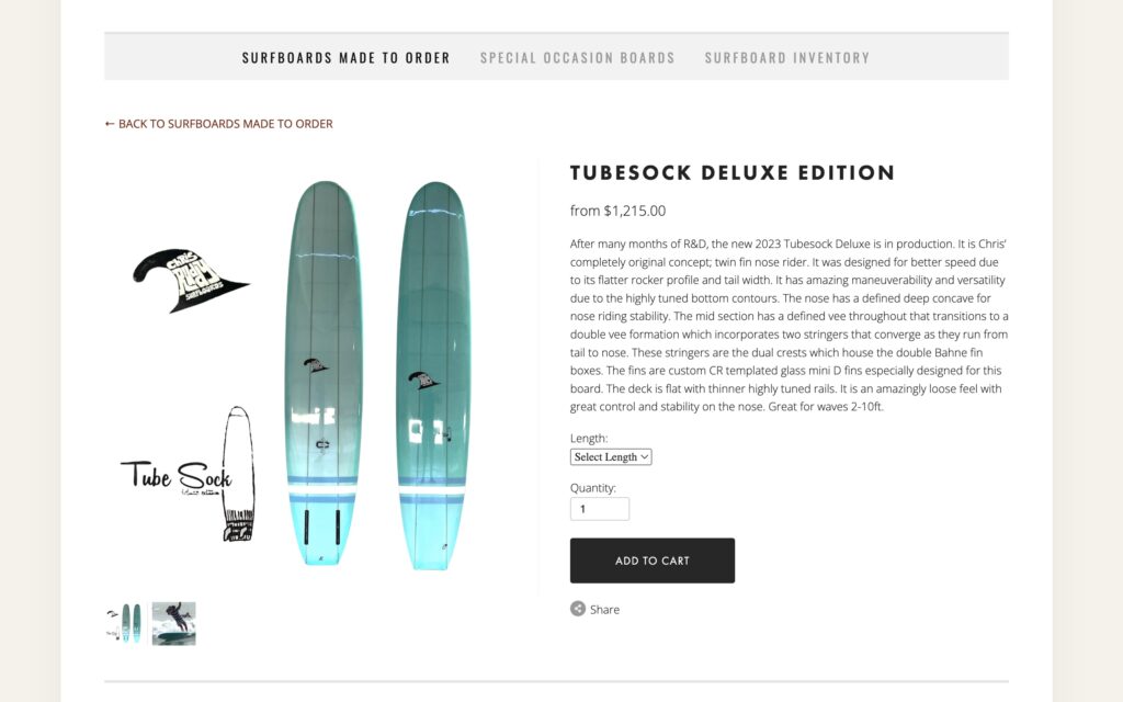 tube sock twin fin by chris ruddy surfboards