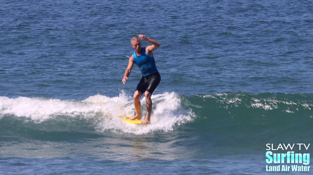 dane perlee surfing at the jen smith aloha longboarding contest at tourmaline beach