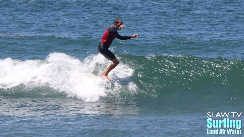 richie cravey surfing in jen smith aloha longboarding surf contest at tourmaline beach in san diego