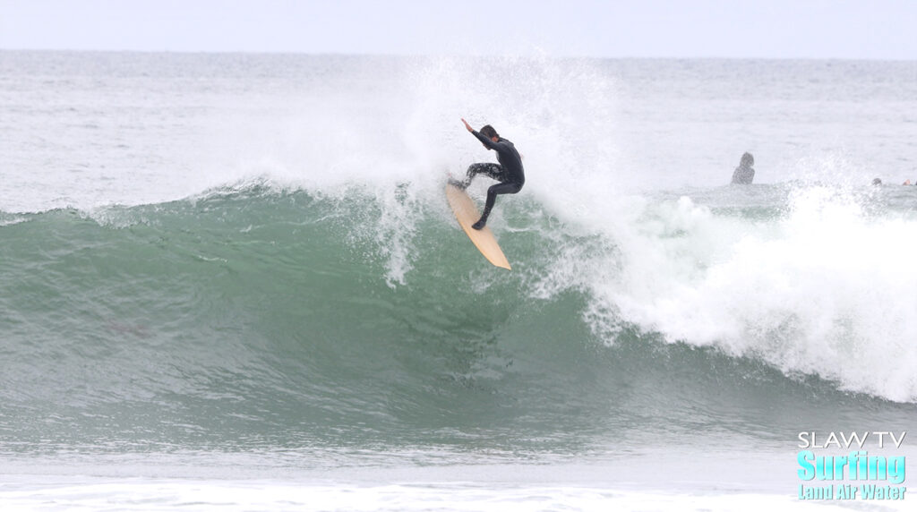 noah thornton surfing lowers on 5'6" asymmetric lost ark surfboard