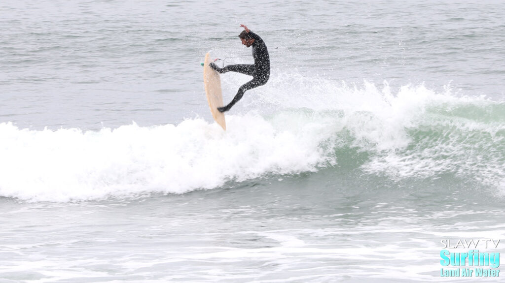 noah thornton surfing lowers on 5'6" asymmetric lost ark surfboard